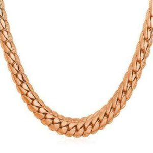 U7 Rose Gold Plated necklace "18K" Stamp Men Jew